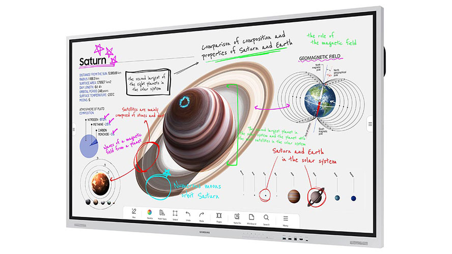 Samsung Flip Pro WM75B mit Weltraum Hintergrund