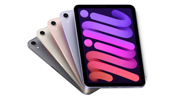 iPad mini Family bestehend aus fünf Ipads in verschiedenen Farben