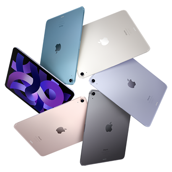 iPad Air Family bestehend aus sechs verschiedenfarbigen iPads