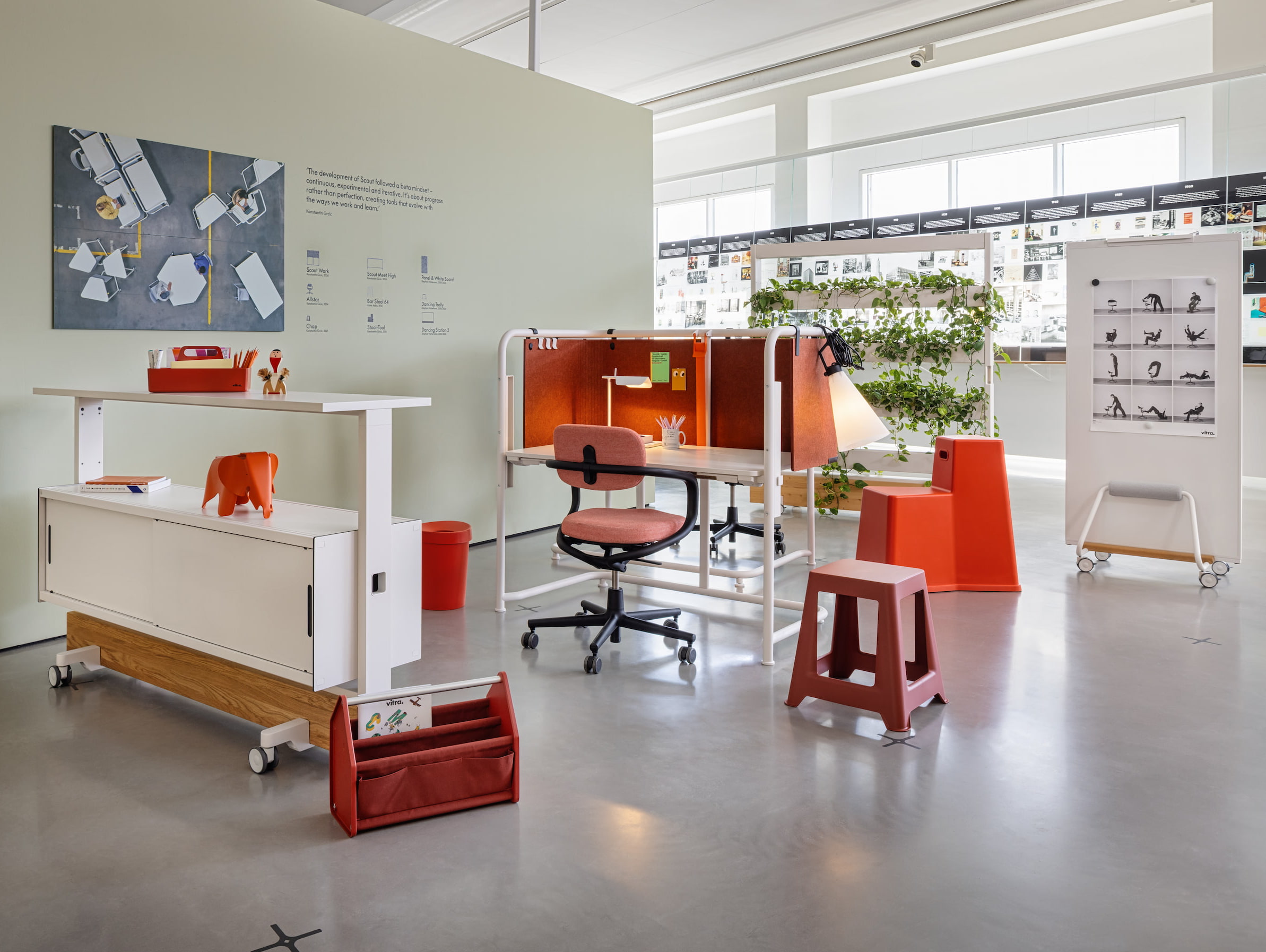 Vitra Raumlösung mit mobilen Zonierungsmöbeln
