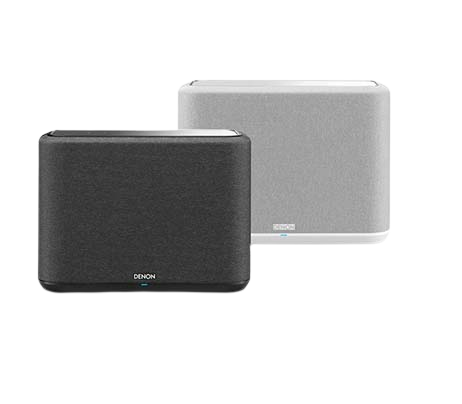 Ein schwarzer und ein weißer Denon Home 250