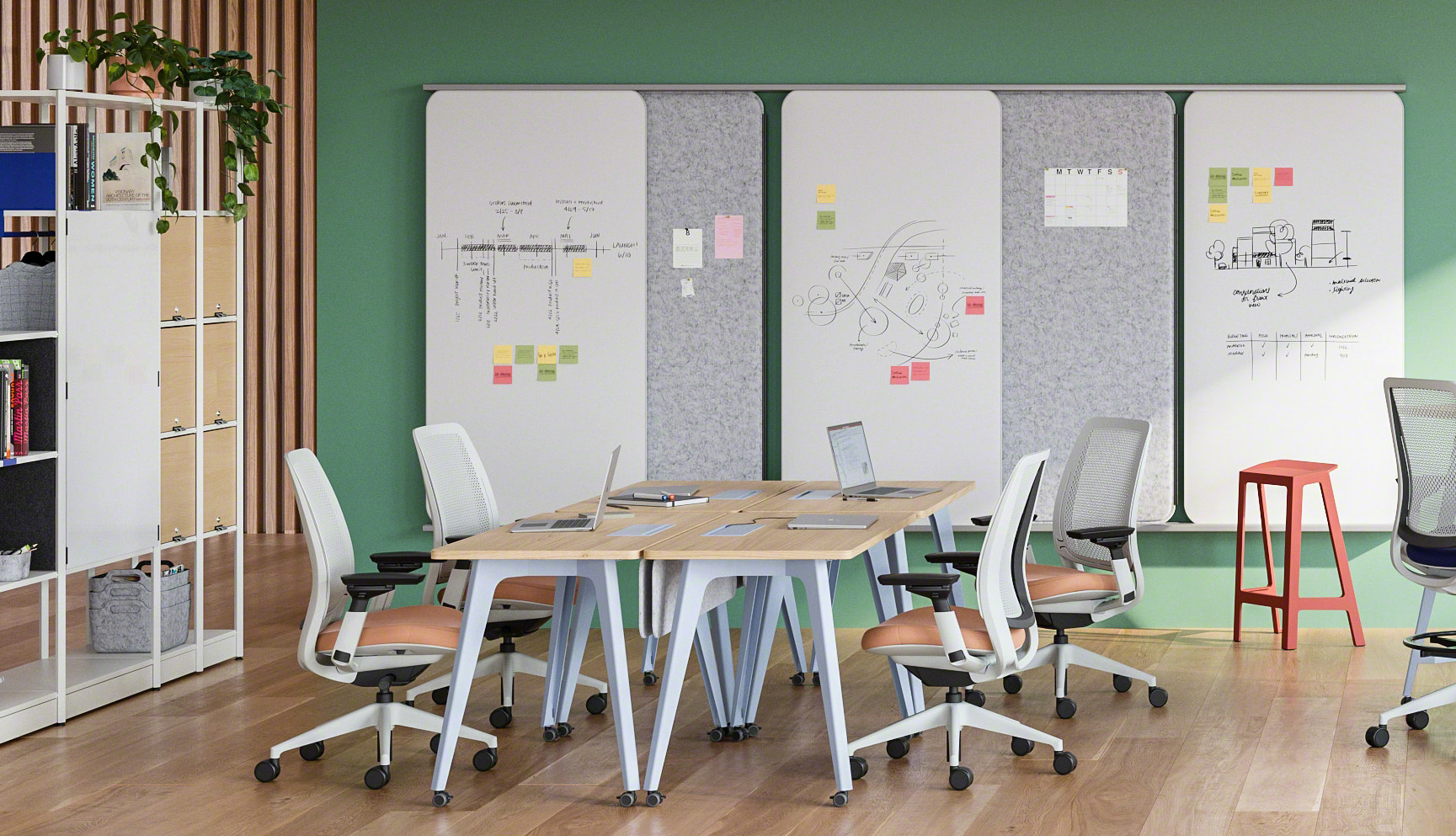 Smart Classroom mit interaktiver Technik und flexibler Möblierung