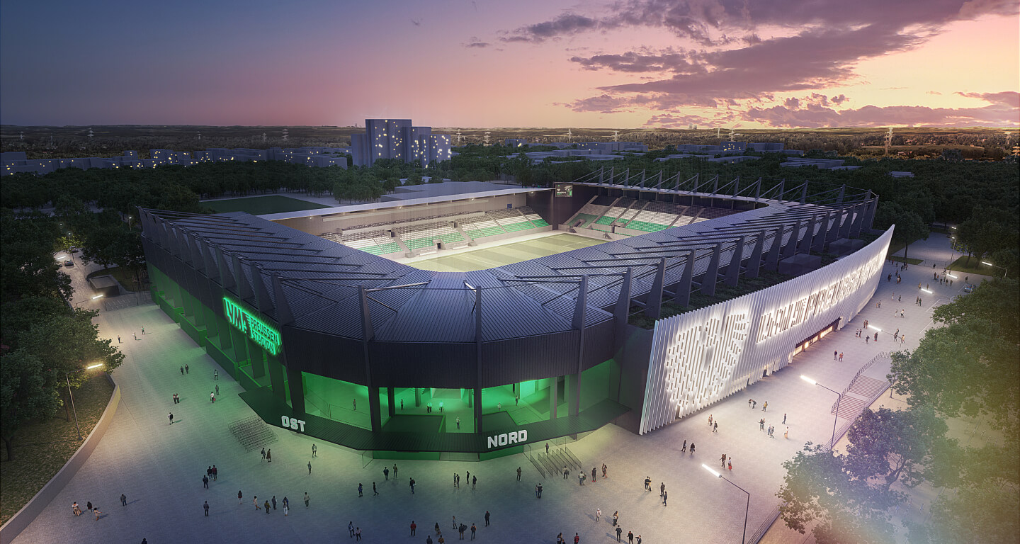 Modellierung des Stadion-Neubaus an der Hammerstrasse in Münster