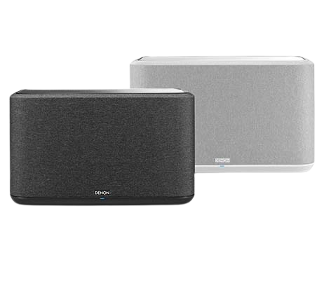 Ein schwarzer und ein weißer Denon Home 350