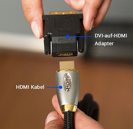 DVI auf HDMI Adapter und ein HDMI Kabel