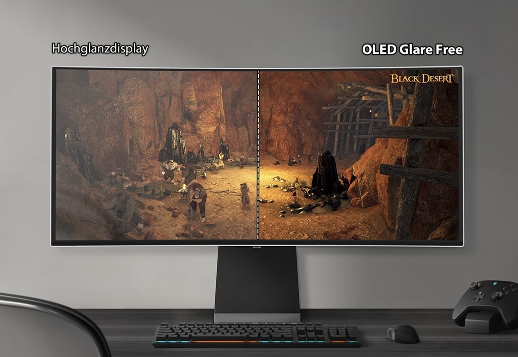 OLED-Gaming-Monitor im Vergleich: Hochglanzdisplay und entspiegeltes OLED-Panel