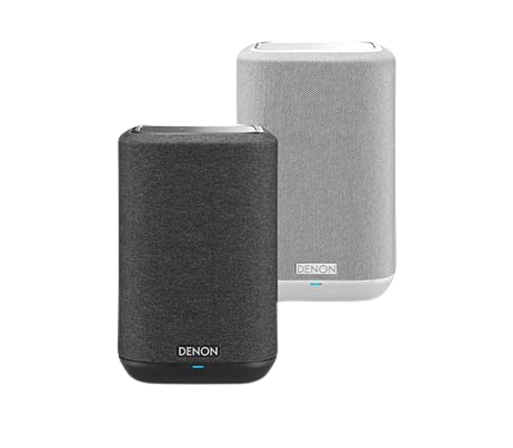 Ein schwarzer und ein weißer Denon Home 150