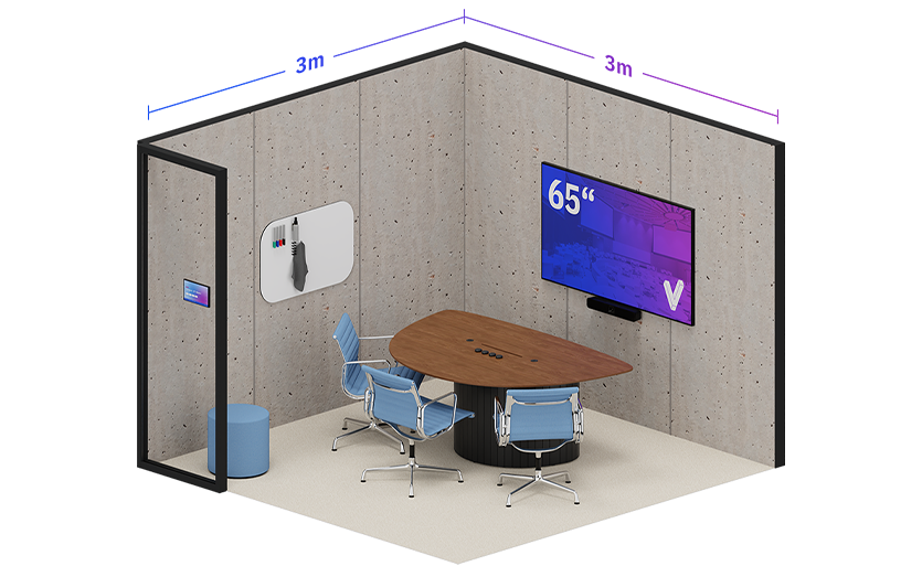Meetingraum-Layout für 3 Personen