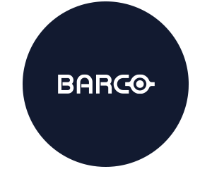 Kreis in Blau mit Barco Logo