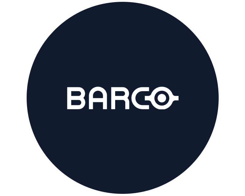 Kreis in Blau mit Barco Logo