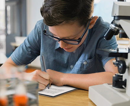 Schüler an einem Schreibtisch